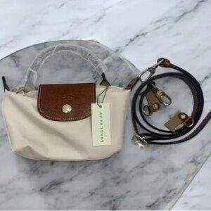 longchamp Brown and Cream Mini Bag